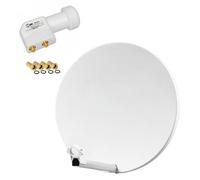 Pack HDSAT Parabole satellite fibre composite Blanche 60cm BRIDES INOX + LNB Twin HD 4K