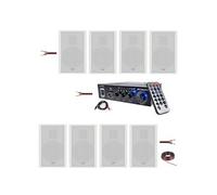 Pack Hifi Ampli Bluetooth Stéréo USB SD MFA1200USB-BT-BL 2x50W - 8 Enceintes Murales LTC SSP501F-W Plates - Restaurant Salon