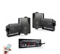 Pack Hifi Ampli Party PLS1250USB-RC Tuner USB Bluetooth - Télécommande - 4 Enceintes E Audio 80W - Restaurant - Commerce - Institut