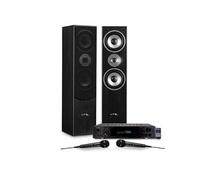 Pack Hifi AUDIO L766-BK Home-Cinéma / Karaoké - Enceintes Colonne 700W + amplificateur 2 x 50W ATM6000BT + 2 Microphones