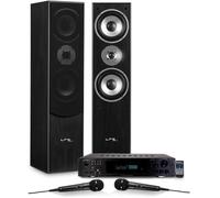 Pack Hifi LTC AUDIO L766-BK Home-Cinéma / Karaoké - Enceintes Colonne 700W + amplificateur 2 x 50W ATM6000BT + 2 Microphones G