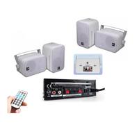 Pack Hifi Magasin Restauration Ampli PARTY PLS1250USB-RC Fonction Tuner USB Bluetooth - Télécommande - 4 Enceintes 80W - Câblage