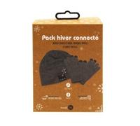 Pack Hiver Bonnet Audio+Gant Tactile Gris Fonce