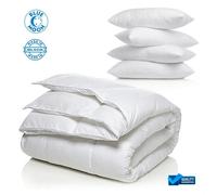 Pack Hiver Couette 220x240 cm Blue Moon et 4 Oreillers 60x60 - 550g/m² - Confort Hypoallergénique - Fabriqué en Belgique