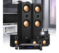 Evidence Acoustics Pack Home-Cinéma EA950-PG - 5 Enceintes 850W - Ampli 5.1 USB BT FM - 4 x75W, 3 x20W - Mini Strobe en Cadeau