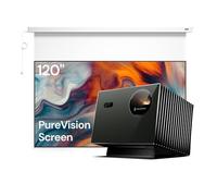 Pack Home Cinéma Premium Anti-Speckle, Valerion VisionMaster Pro2, Projecteur Triple Laser 4K avec Écran Motorisé 120" et Support Gimbal de Bureau