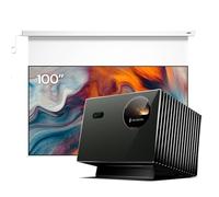 Pack Home Cinéma Premium Anti-Speckle, Valerion VisionMaster Pro2, Projecteur Triple Laser 4K avec Écran Motorisé 100" et Support Gimbal de Bureau