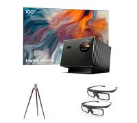 Pack Home Cinéma Valerion：Inclus Projecteur Valerion VisionMaster Pro2 4K Triple Laser + écran Blanc Mat de 100 Pouces + trépied en Noyer + Lunettes 3D