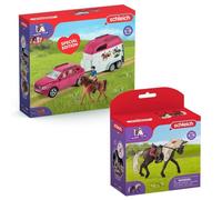 Pack Horse Club Voiture avec remorque pour chevaux + Jument Rocky