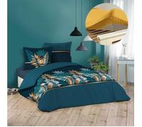 Pack housse de couette 220x240 cm Alianor + drap housse 140x190 Jaune