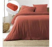 Pack housse de couette 240 x 220 cm gaze de coton + DH 140 x 190 cm Orange