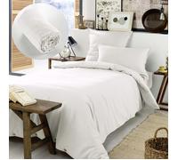 Pack Housse de couette chaude en flanelle 140 x 200 cm + drap housse 90x190 Blanc