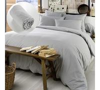 Pack Housse de Couette Chaude en Flanelle 260 x 240 cm + Drap Housse 160x200 Candice Gris