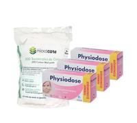 Pack Hygiène Quotidienne Bébé | GILBERT Sérum Physiologique 40x5ml + HEXACARE 200 Rectangle de Coton 8x10cm | Format Économique (3 Physiodose + 200 cotons)