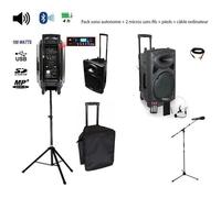 Pack IBIZA Sono portable Port15vhf-BT + pied enceinte + pied micro + câble pc