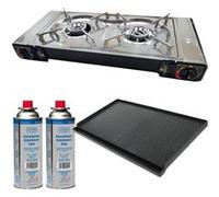 PACK INCASA Réchaud à gaz + Plaque plancha/grill + CADAC 2 Cartouches de gaz - Camping-car