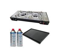 PACK INCASA Réchaud à gaz + Plaque plancha/grill + CADAC 2 Cartouches de gaz - Camping-car