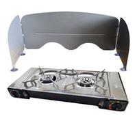 PACK INCASA Réchaud à Gaz Portable 2 feux + Pare-flammes à ventouses - Camping