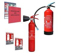 LIFEBOX JOD1 - Pack de Sécurité Incendie ERP - 1 Extincteur 6l AB et 1 Extincteur CO2 2kg - Panneaux Signalétiques - Kit Anti-Feu - Idéal pour Commerce, Bateau et Camping Car