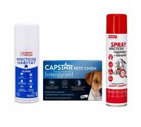 Pack infestation puces petit chien <11Kgs - Traitement express du chien et de l’habitat
