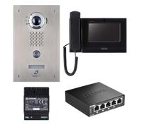 Pack IP access, enc. moniteur boucle magnétique, programmé, switch PoE inclus - AIPHONE PIXEL
