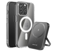 Pack MagSafe iPhone 15 Pro Max avec Coque Bi-matière et Powerbank 5000 mAh Swissten Transparent