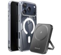 Pack MagSafe iPhone 17 Pro Max avec Coque Bi-matière et Powerbank 5000 mAh Swissten Transparent