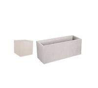 Pack Jardinière Rectangulaire 100 X 40 X 43,5 Cm + Jardinière Carrée 40 Cm - Beige Calcaire - Eda