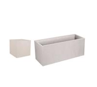 Pack Jardinière Rectangulaire 100 X 40 X 43,5 Cm + Jardinière Carrée 40 Cm - Beige Calcaire - Eda