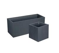 Pack Jardinière rectangulaire 100 x 40 x 43,5 cm + Jardinière carrée 40 cm - Gris Anthracite