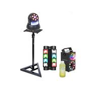 Pack Jeu Lumière Ibiza Spider DMX QUAD8-FX 8x10W - Pied Support Lyre STAR-WASH 30W - Machine à fumée 3en1 400W - Soirée Fête Dj
