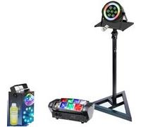 Pack Jeu Lumière Spyder RGBW Ibiza Light LED8-MINI - Pied Support - Projecteur PAR LED THINPAR-LEDRING - Machine Fumée Astro RGB Noir