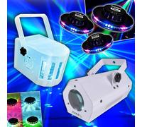 PACK JEUX DE LUMIÈRE 3 OVNI UFO 48 LEDS + 1 DERBY RGB + 1 GOBO FLOWER