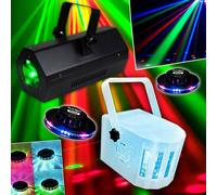 PACK JEUX DE LUMIÈRE 4 EFFETS 2 OVNI UFO 48 LEDS + 1 DERBY RGB + 1 GOBO FLOWER