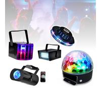 PACK JEUX DE LUMIERE Dj 5 EFFETS DERBY - STROBOSCOPE - MINIWAVE - ASTRO - OVNI BAR CLUB DISCO SOIREE SONO ANNIVERSAIRE CADEAUX