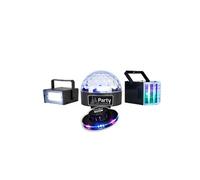 Pack 4 Jeux de Lumière Party Sound & Light LED - Stroboscope + Dôme ASTRO + Derby + OVNI Multi Faisceaux, Animations DJ Soirées