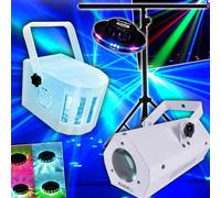 PACK JEUX DE LUMIÈRE + Portique 3 EFFETS OVNI UFO 48 LEDS + 1 DERBY RGB + 1 GOBO FLOWER