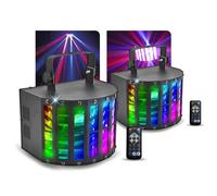 Pack Jeux de lumières Projecteur MEGA DERBY DJ LED SOIREE, 9 LEDS de 3W, Mode Strobe Mode Auto rythme de la musique, DMX, Téléco