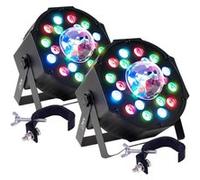 Pack Jeux de lumières PROJECTEURS PAR PARTY-PAR-ASTRO, 7 canaux DMX A 18 LED RVB, AVEC ASTRO 3 LED, Etriers, 2 crochets G