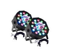 Pack Jeux de lumières PROJECTEURS PAR PARTY-PAR-ASTRO 7 canaux DMX A 18 LED RVB AVEC ASTRO 3 LED Etriers 2 crochets