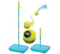 Swingball Set Multiplay 3 en 1 Toute Surface - Jeu Swingball Balle Mousse, Ballon Football Gonflable, Raquettes Enfant - Base Stable, Dès 4 Ans