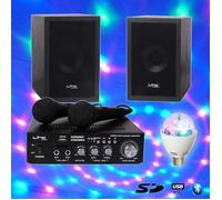 Pack karaoké 100W - MADISON - star2-mk2 - Effet lumière rotatif RVBA - 2x50W Bluetooth USB/SD - 2 micros & enceintes