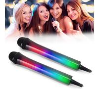 Pack Karaoké 2 Microphones filaires dynamiques - Noir - Effet lumineux Disco - MR ENTERTAINER G158BH