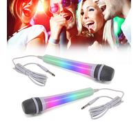 Pack Karaoké 2 Microphones filaires dynamiques - White - Effet lumineux Disco - MR ENTERTAINER G158BG