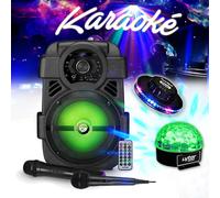 Pack Karaoké à LED - Karaoké SONO DJ Batterie 400W - USB/Bluetooth + Microphones, jeux de lumière, Noël, cadeaux, Anniversaire
