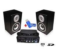 pack KARAOKE complet HC800-BK USB/SD 100W + Haut parleur + 2 MIC+clé USB 32Go