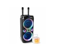 Pack Karaoké Enceinte 1000W USB Bluetooth TWS Ibiza Sound COLUMBA-KARAOKE - 2 Micros Sans Fil - Effet Lumière Derby LED Soirée Fête