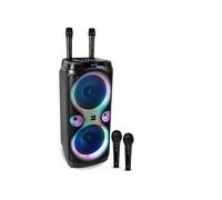 Pack Karaoké Enceinte 1000W USB Bluetooth TWS Ibiza Sound COLUMBA-KARAOKE - 2 Micros Sans Fil VHF - 2 Micros Filaires - Soirée Fête