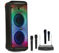Pack Karaoke Enceinte 600W Mooving ELECTRO-SOUND600 Bluetooth USB - 4 micros - Fête Soirée Maison Famille Enfant Ado Adulte