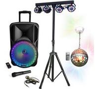 Lecteur Karaoké Party Light & Sound Pack Karaoké Enceinte Autonome 700W PARTY-12RGB - Pied Lumière DJ BOOST-LIGHT70 - Boule Disco LEDS RGB ASTRO-BALL8 - Sono Soirée
